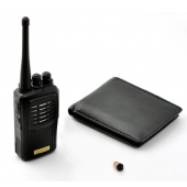 Wireless Mini Spy Earpiece + Walkie-Talkie Wallet-Eavesdrop